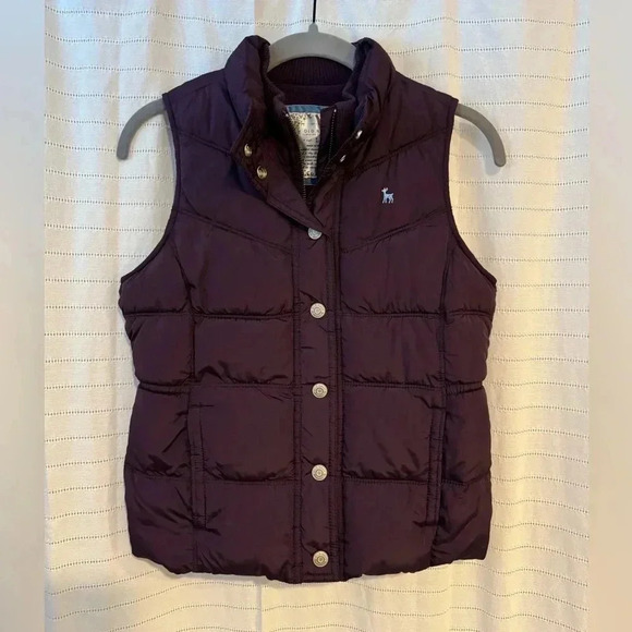 Old Navy Purple Zip/Button Puffer Vest with Pockets - Picture 1 of 8